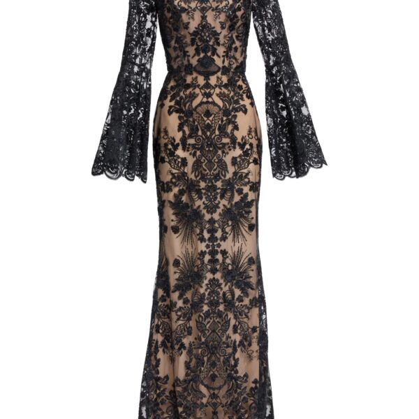 Elie Saab Embroidered Off-The-Shoulder Dress in Black featuring  – Luxury Designer Fashion at Coveti.