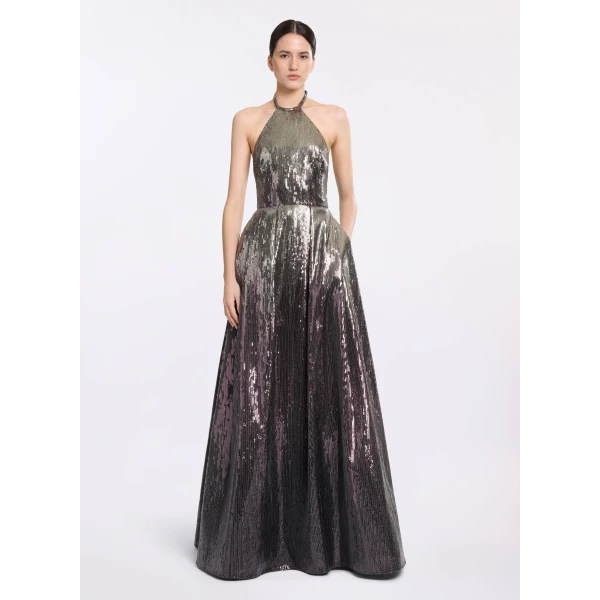 Elie Saab Halter Gradient Sequin Gown, view 2