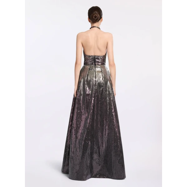 Elie Saab Halter Gradient Sequin Gown, view 3