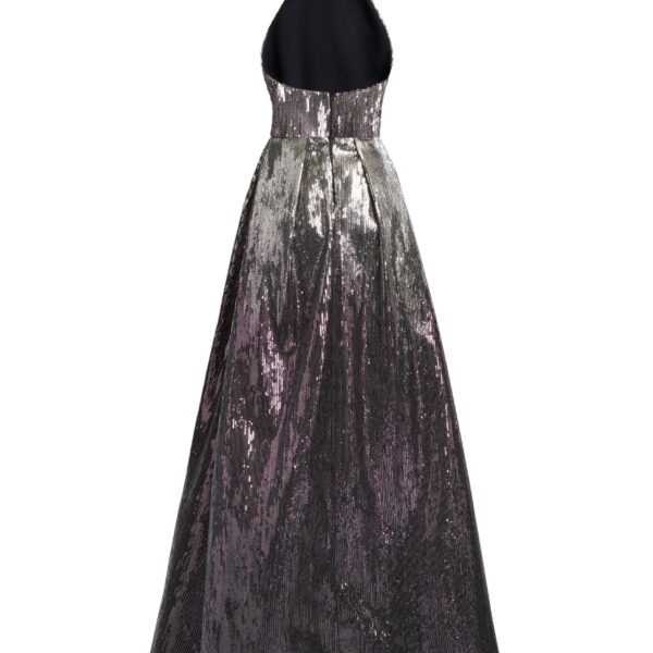 Elie Saab Halter Gradient Sequin Gown in Silver featuring  – Luxury Designer Fashion at Coveti.