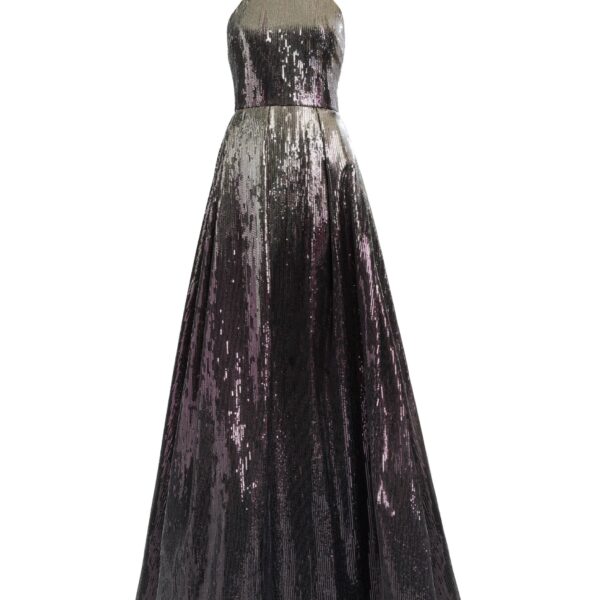 Elie Saab Halter Gradient Sequin Gown in Silver featuring  – Luxury Designer Fashion at Coveti.