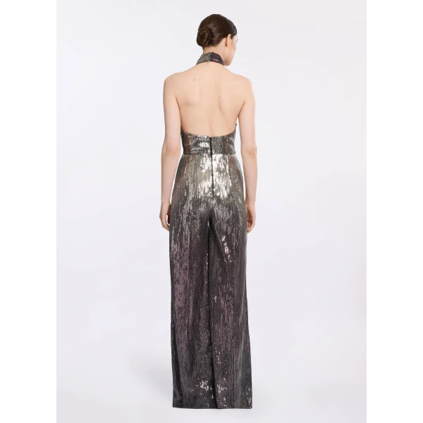 Elie Saab Halter Gradient Sequin Jumpsuit, view 3