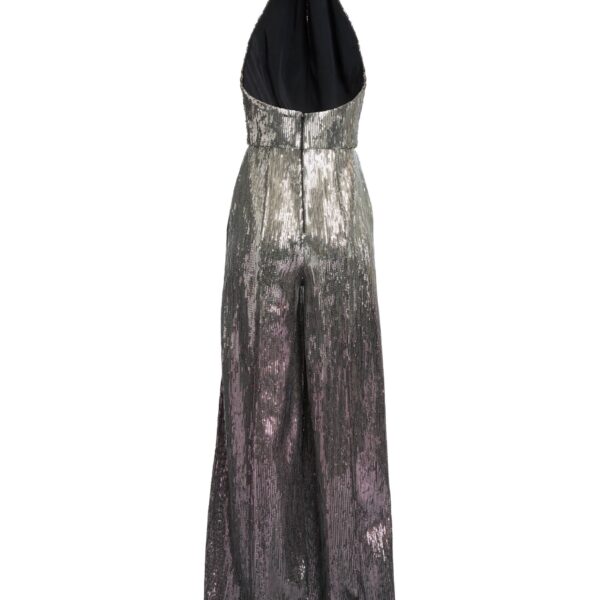 Elie Saab Halter Gradient Sequin Jumpsuit in Silver featuring  – Luxury Designer Fashion at Coveti.