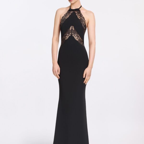 Elie Saab Halter Neck Dress in Black featuring  – Luxury Designer Fashion at Coveti.