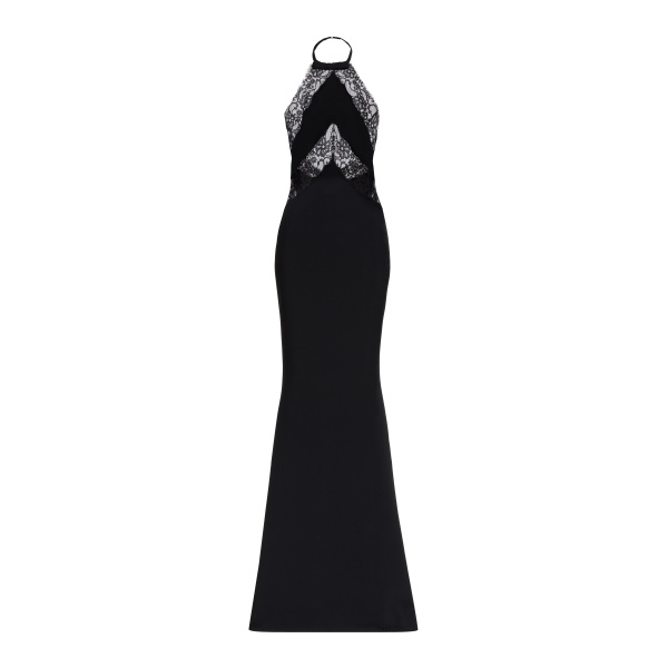 Elie Saab Halter Neck Dress in Black featuring  – Luxury Designer Fashion at Coveti.