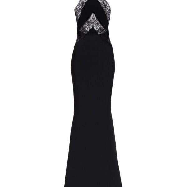 Elie Saab Halter Neck Dress in Black featuring  – Luxury Designer Fashion at Coveti.