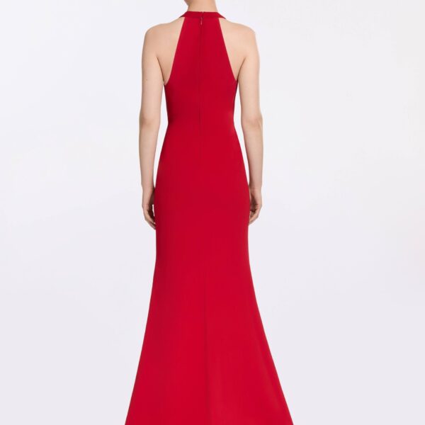 Elie Saab Long Cady Dress With Bow Detail in Red featuring  – Luxury Designer Fashion at Coveti.