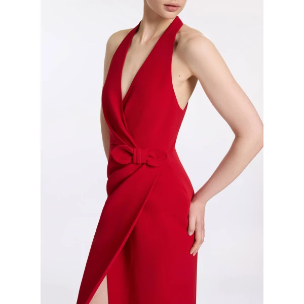 Elie Saab Long Cady Dress With Bow Detail, view 4