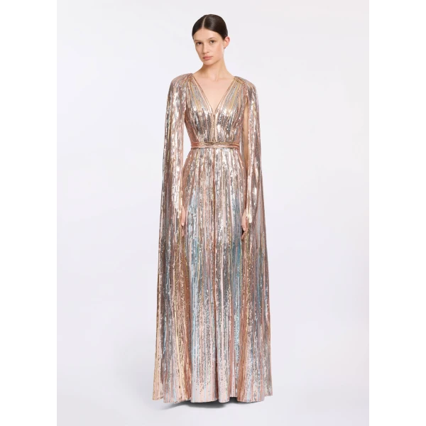 Elie Saab Multicolor Sequin Embroidered Dress, view 2
