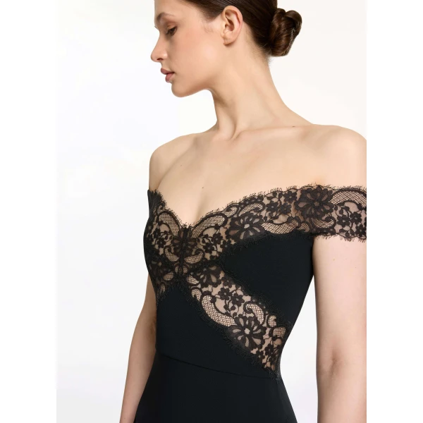 Elie Saab Off-The-Shoulder Midi Dress, view 4