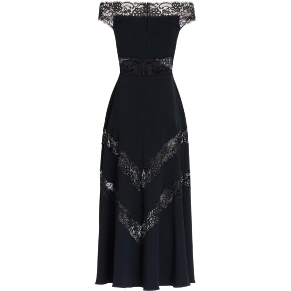 Elie Saab Off-The-Shoulder Midi Dress in Black featuring  – Luxury Designer Fashion at Coveti.