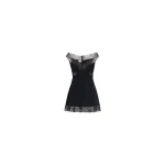 Elie Saab Off-The-Shoulder Short Dress in Black featuring  – Luxury Designer Fashion at Coveti.