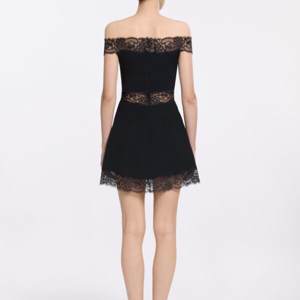 Elie Saab Off-The-Shoulder Short Dress in Black featuring  – Luxury Designer Fashion at Coveti.