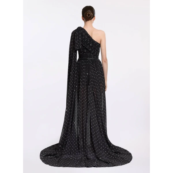 Elie Saab One-Shoulder Polka Dot Dress, view 3