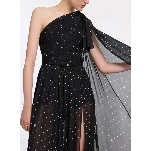 Elie Saab One-Shoulder Polka Dot Dress, view 4