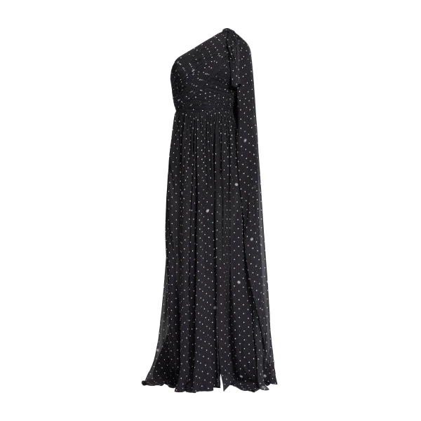 Elie Saab One-Shoulder Polka Dot Dress