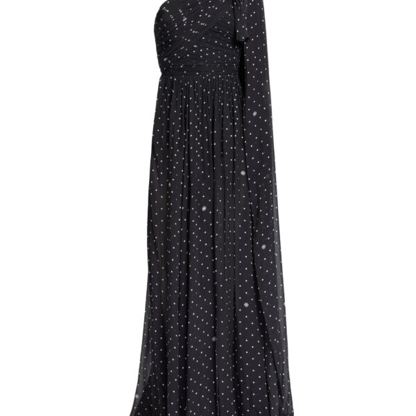 Elie Saab One-Shoulder Polka Dot Dress in Black featuring  – Luxury Designer Fashion at Coveti.