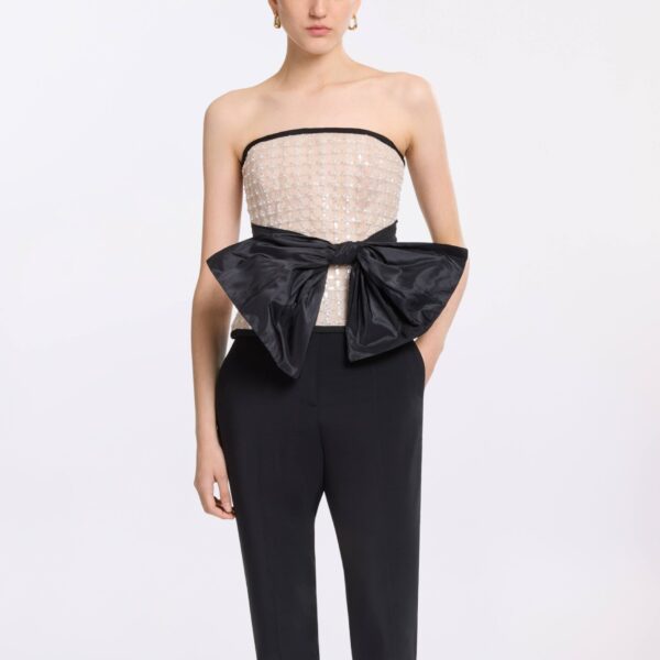 Elie Saab Pearl Corset With Bow in White featuring  – Luxury Designer Fashion at Coveti.