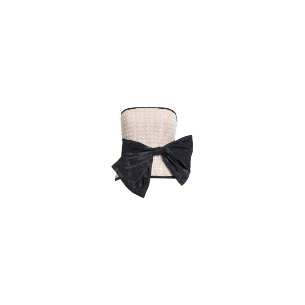 Elie Saab Pearl Corset With Bow in White featuring  – Luxury Designer Fashion at Coveti.