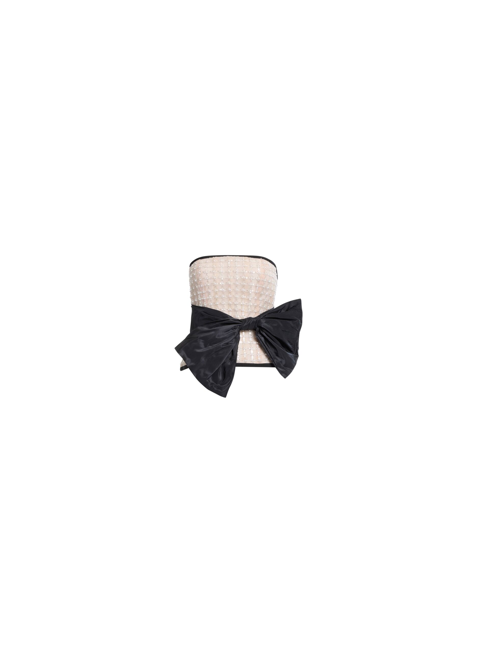 Elie Saab Pearl Corset With Bow Elie Saab Pearl Corset With Bow in White featuring – Luxury Designer Fashion at Coveti.