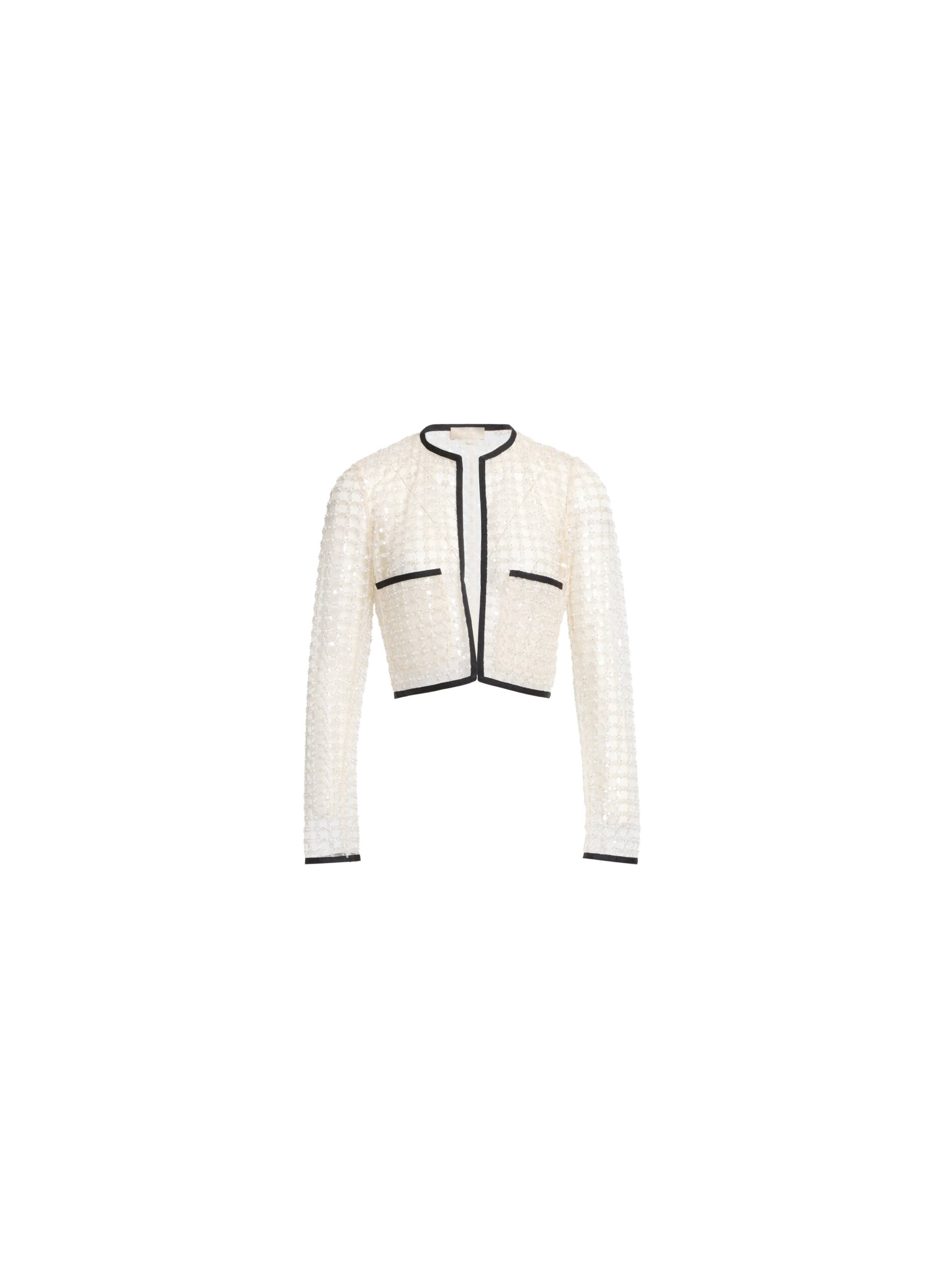 Elie Saab Pearl Cropped Jacket Elie Saab Pearl Cropped Jacket in White featuring – Luxury Designer Fashion at Coveti.