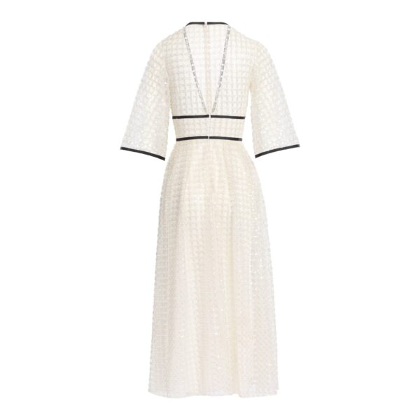 Elie Saab Pearl Midi Dress in White featuring  – Luxury Designer Fashion at Coveti.