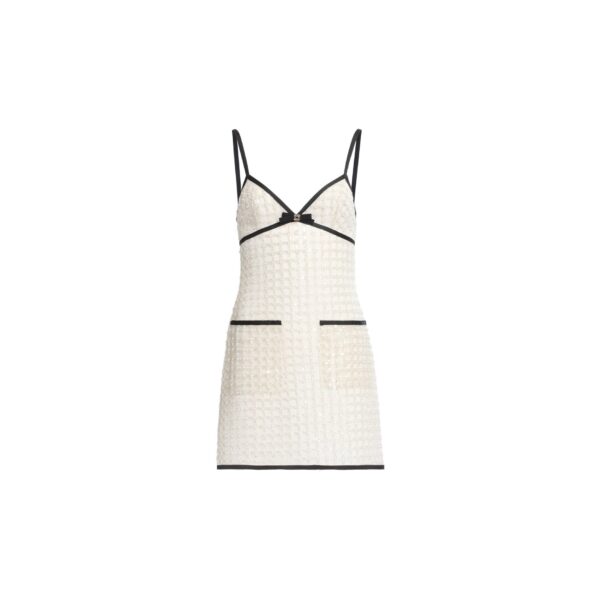 Elie Saab Pearl Short Dress in White featuring  – Luxury Designer Fashion at Coveti.