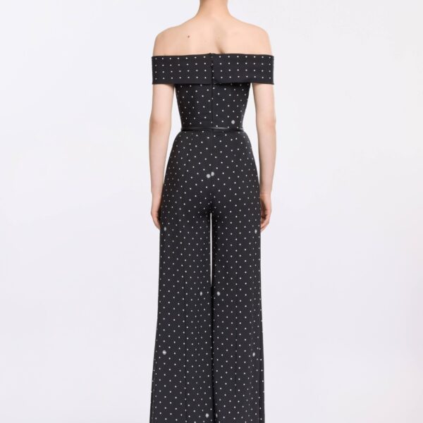 Elie Saab Polka Dot Jumpsuit in Black featuring  – Luxury Designer Fashion at Coveti.