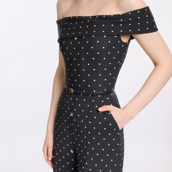 Elie Saab Polka Dot Jumpsuit in Black featuring  – Luxury Designer Fashion at Coveti.