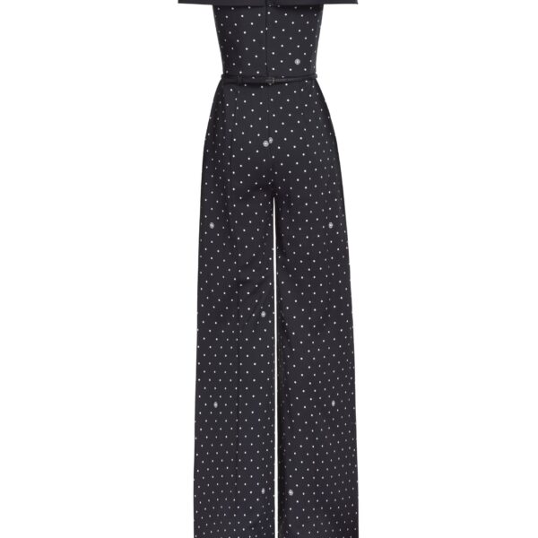 Elie Saab Polka Dot Jumpsuit in Black featuring  – Luxury Designer Fashion at Coveti.