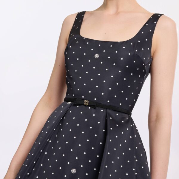 Elie Saab Polka Dot Midi Dress in Black featuring  – Luxury Designer Fashion at Coveti.