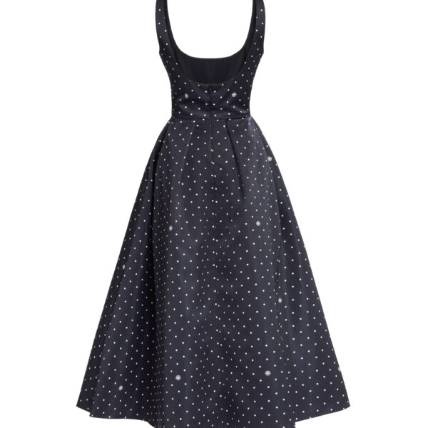 Elie Saab Polka Dot Midi Dress in Black featuring  – Luxury Designer Fashion at Coveti.