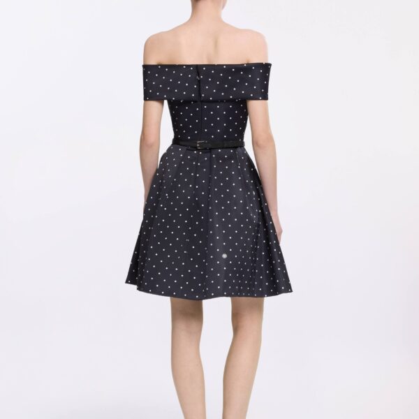 Elie Saab Polka Dot Short Dress in Black featuring  – Luxury Designer Fashion at Coveti.