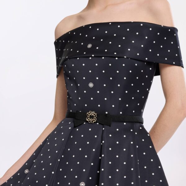 Elie Saab Polka Dot Short Dress in Black featuring  – Luxury Designer Fashion at Coveti.