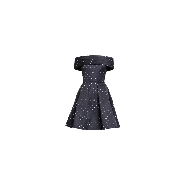Elie Saab Polka Dot Short Dress in Black featuring  – Luxury Designer Fashion at Coveti.