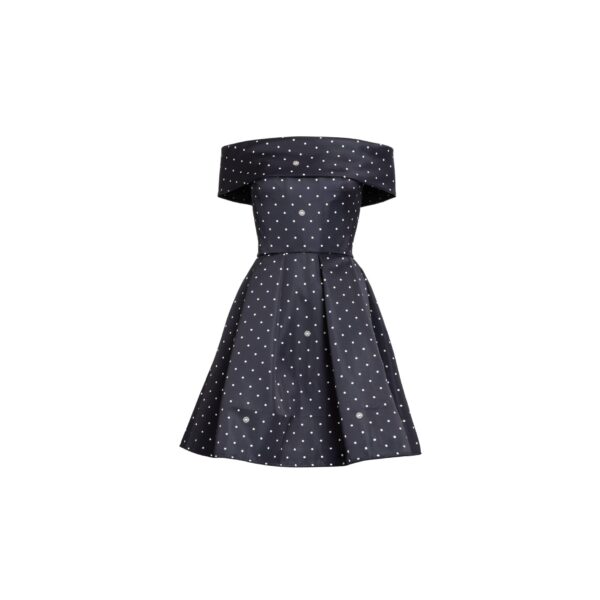 Elie Saab Polka Dot Short Dress in Black featuring  – Luxury Designer Fashion at Coveti.