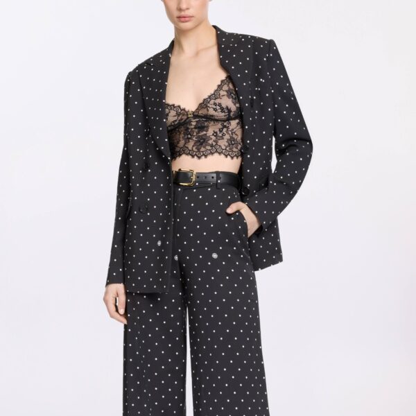 Elie Saab Printed Cady Blazer in Black featuring  – Luxury Designer Fashion at Coveti.
