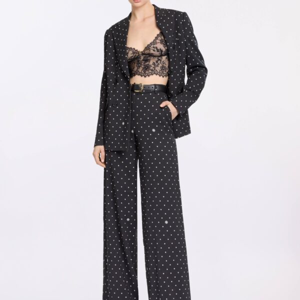 Elie Saab Printed Cady Blazer in Black featuring  – Luxury Designer Fashion at Coveti.