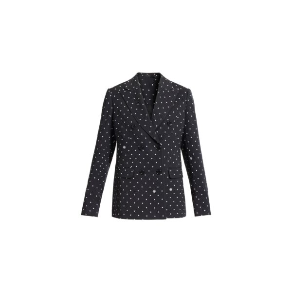 Elie Saab Printed Cady Blazer in Black featuring  – Luxury Designer Fashion at Coveti.
