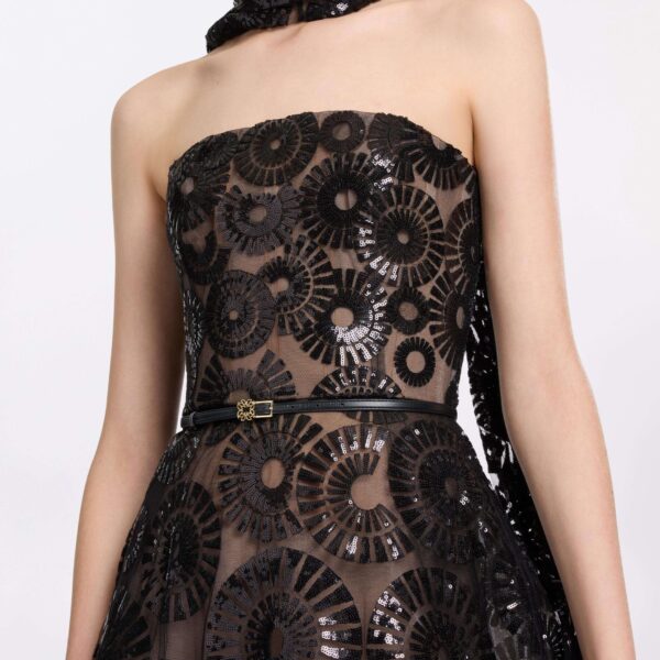 Elie Saab Sequin Embroidered Gown in Black featuring  – Luxury Designer Fashion at Coveti.