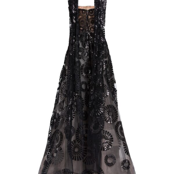 Elie Saab Sequin Embroidered Gown in Black featuring  – Luxury Designer Fashion at Coveti.
