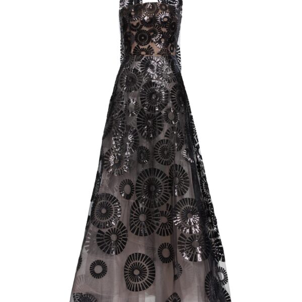 Elie Saab Sequin Embroidered Gown in Black featuring  – Luxury Designer Fashion at Coveti.