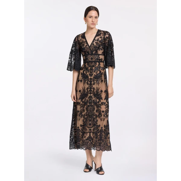 Elie Saab Sequin Embroidered Lace Dress, view 2