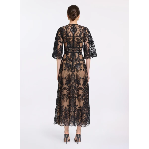 Elie Saab Sequin Embroidered Lace Dress, view 3