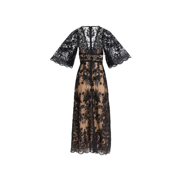 Elie Saab Sequin Embroidered Lace Dress, view 5