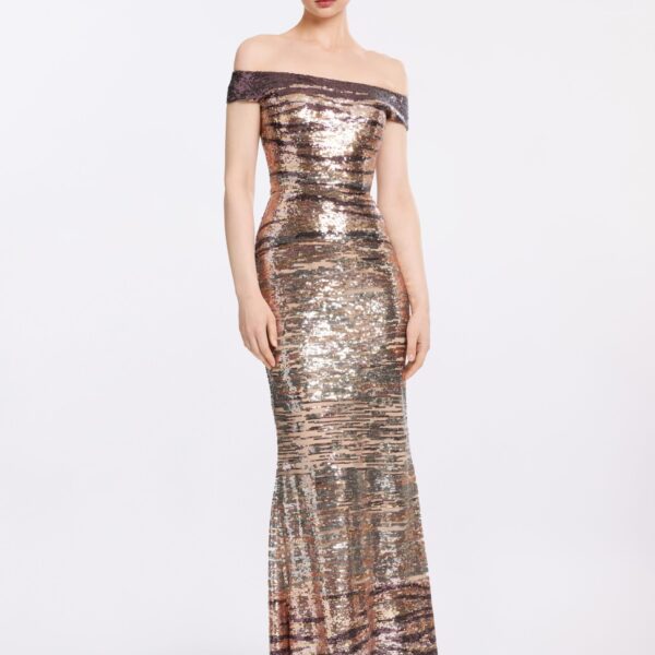 Elie Saab Sequin Embroidered Long Dress in Multicolour featuring  – Luxury Designer Fashion at Coveti.