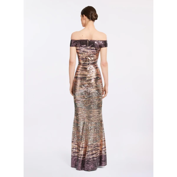 Elie Saab Sequin Embroidered Long Dress, view 3