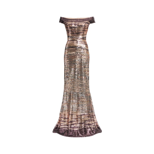 Elie Saab Sequin Embroidered Long Dress in Multicolour featuring  – Luxury Designer Fashion at Coveti.