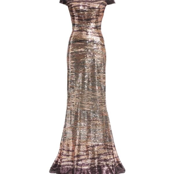 Elie Saab Sequin Embroidered Long Dress in Multicolour featuring  – Luxury Designer Fashion at Coveti.