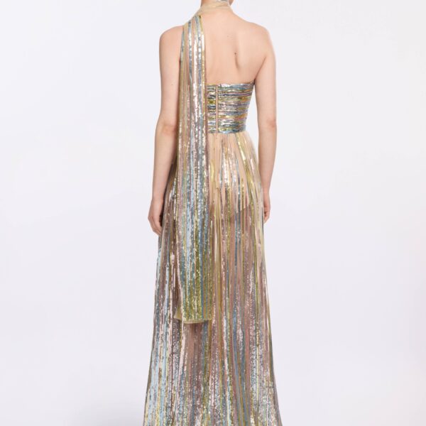 Elie Saab Sequin Embroidered Tulle Dress in Multicolour featuring  – Luxury Designer Fashion at Coveti.